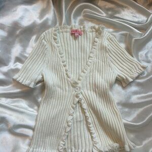 Elegant Cream Ribbed Women's Top